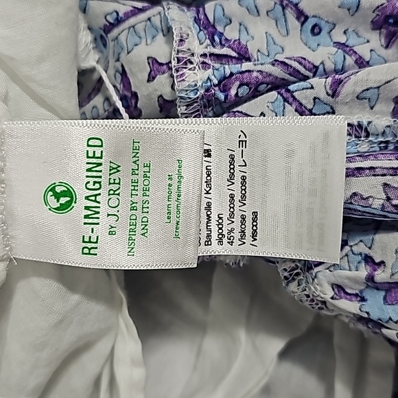 J.Crew Tiered cotton voile shift dress in purple paisley, women's large new! - Picture 7 of 8